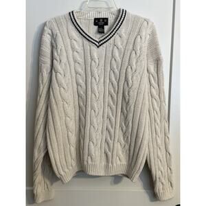 Vintage 90’s J. Riggings Ivory Chunky Knit Oversized V-neck Sweater Jumper L